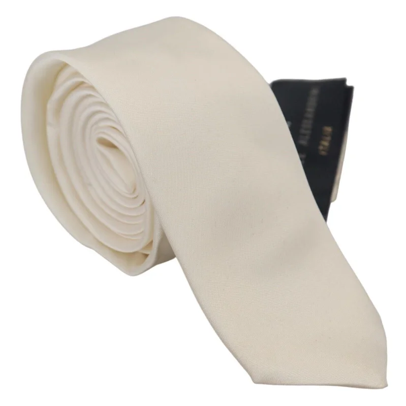 unique patterns in silk ties-Daniele Alessandrini ivory Silk Men NeckMen's Adjustable Accessory Men's Tie