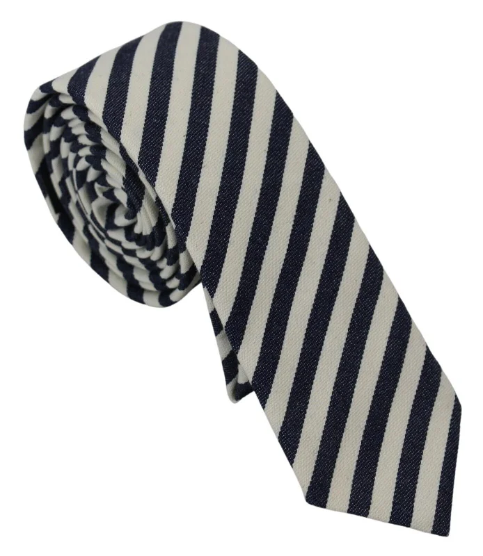 silk ties for luxury events-Denny Rose  blue Striped Classic Adjustable Men Silk Men's Tie