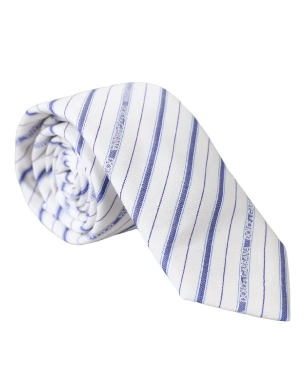 men's necktie trends 2025-Dolce & Gabbana  blue Stripes Silk Adjustable Men's Tie