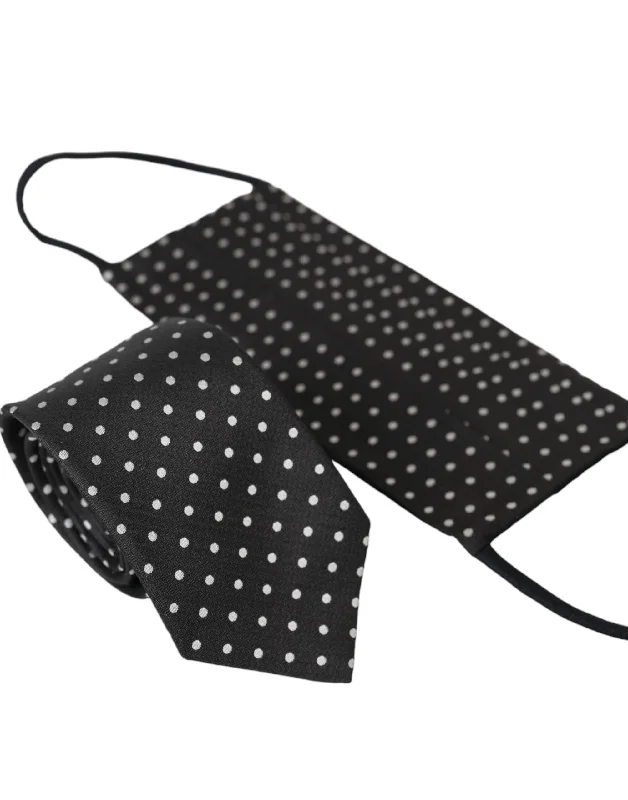 solid color neckties for business-Dolce & Gabbana   Polka Dots 100% Silk Necktie Face Men's Mask