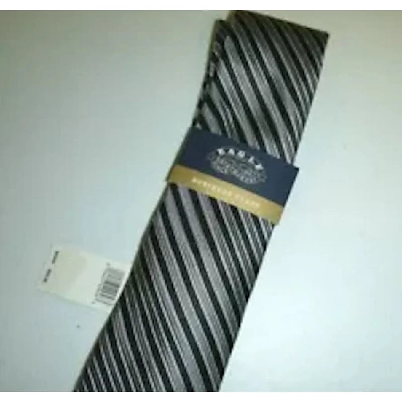 colorful silk ties for men-Eagle Men's Black Repp Stripe Classic Neck Tie Black Size Regular