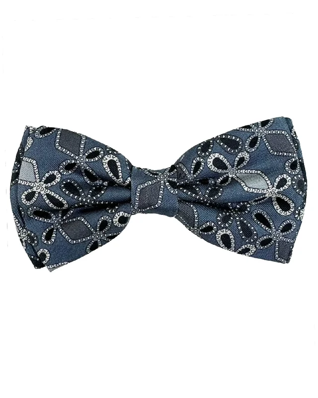 elegant business tie combinations-Emilio Pucci Bow Tie Gray Black - Pre-Tied Designer Bowtie