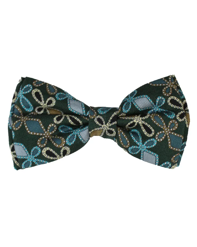 office necktie packs-Emilio Pucci Bow Tie Green Design Pre-Tied Designer Bowtie