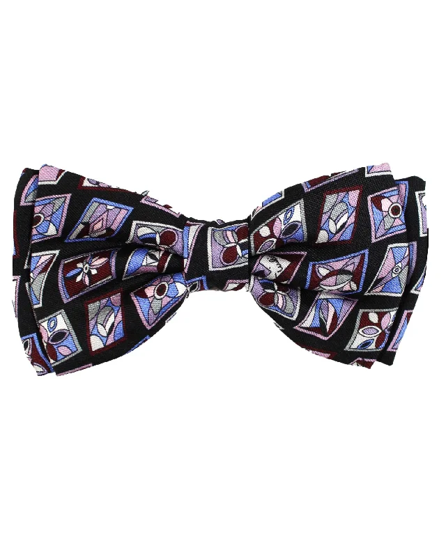 designer necktie brands-Emilio Pucci Bow Tie Purple Pink Pre-Tied SALE