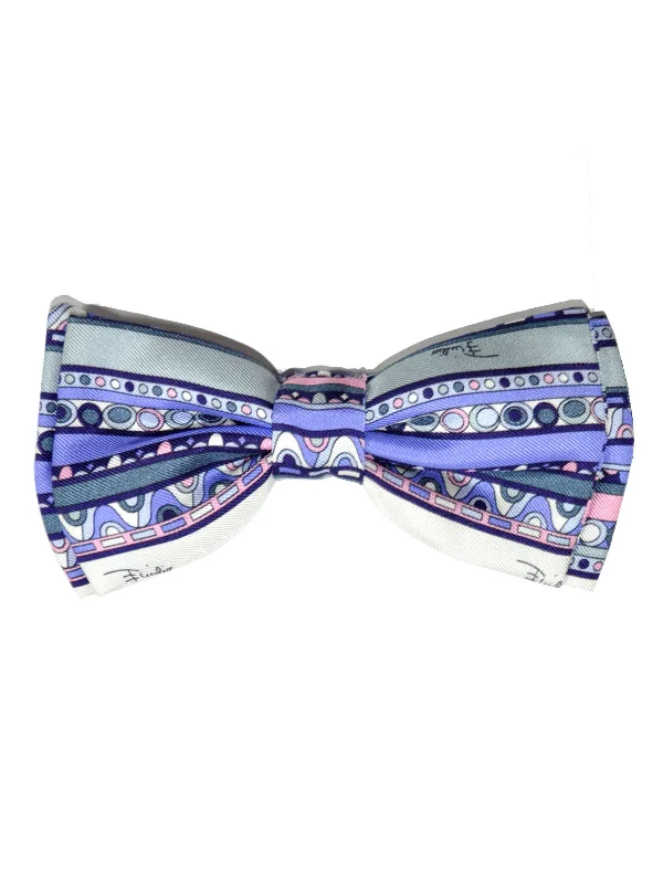 necktie designs for business events-Emilio Pucci Silk Bow Tie Lilac Pink Gray Design SALE