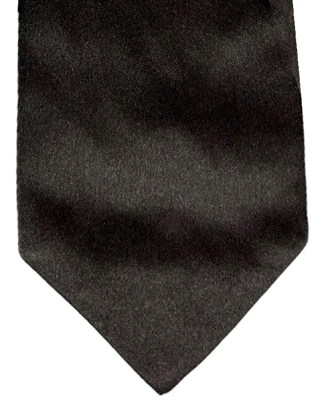 business casual silk ties-Ermenegildo Zegna Silk Tie Couture XXX Solid Dark Brown - Double Sided