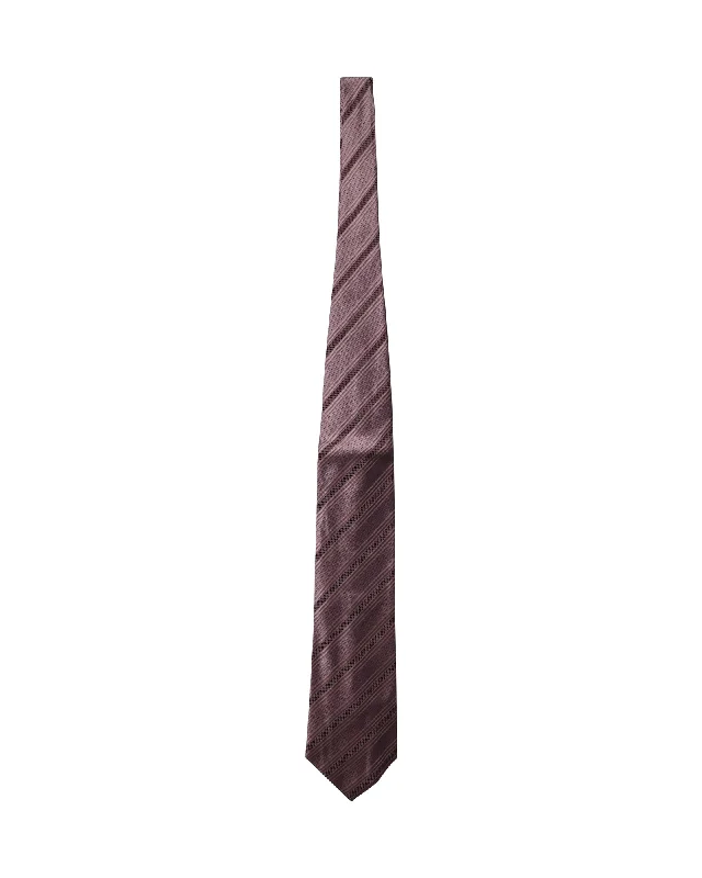 modern silk necktie sets-Ermenegildo Zegna Striped Tie in Pink Silk