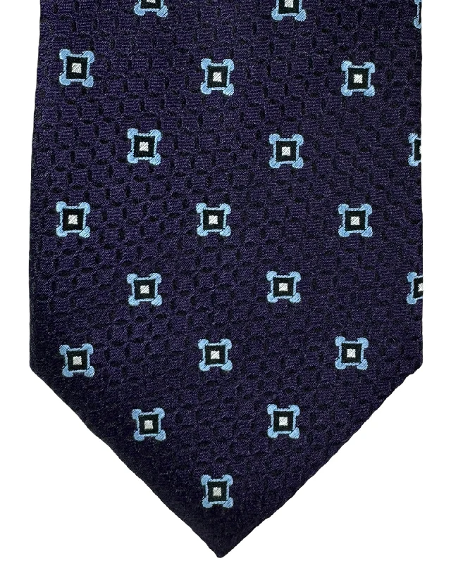 office style neckties-Ermenegildo Zegna Tie Purple Black Sky Blue Geometric - 100 Fili