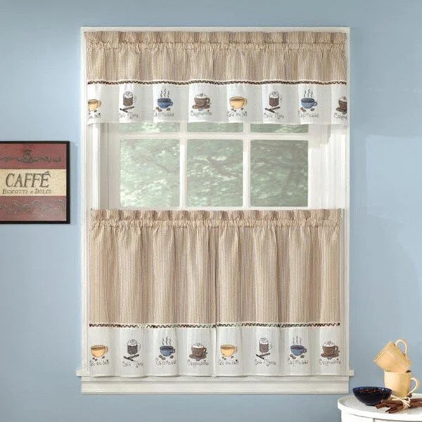 office necktie packs-Favorite Coffee Drinks Embroidered Window Treatments Valance and Tiers