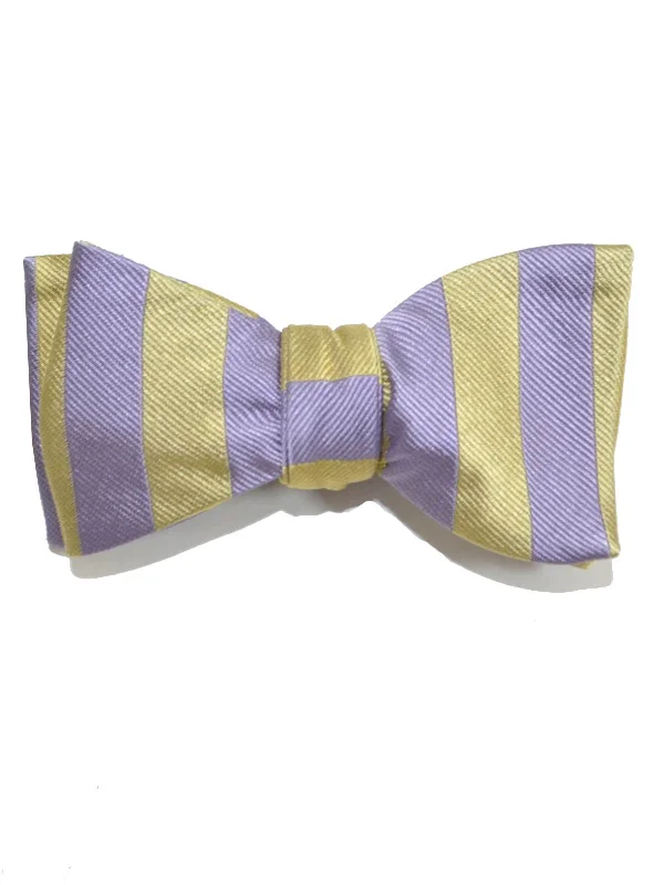 men's necktie bundles-Gene Meyer Silk Bow Tie Gray Lilac Stripes SALE