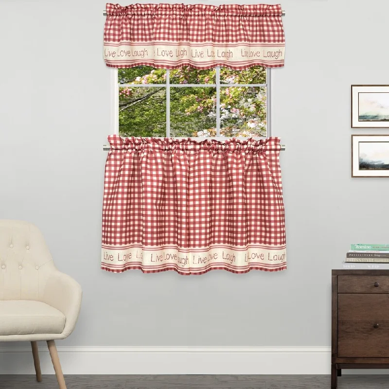 best formal necktie designs-Gingham Stitch Curtain Parts- Tier and Valance Options (Red)