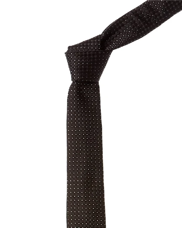 silk ties for business meetings-Givenchy Black Micro Design Silk Tie