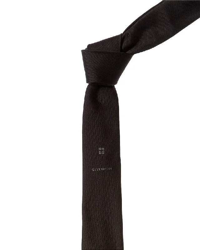 silk neckties for special events-Givenchy Black & Titanium 4G Silk Tie