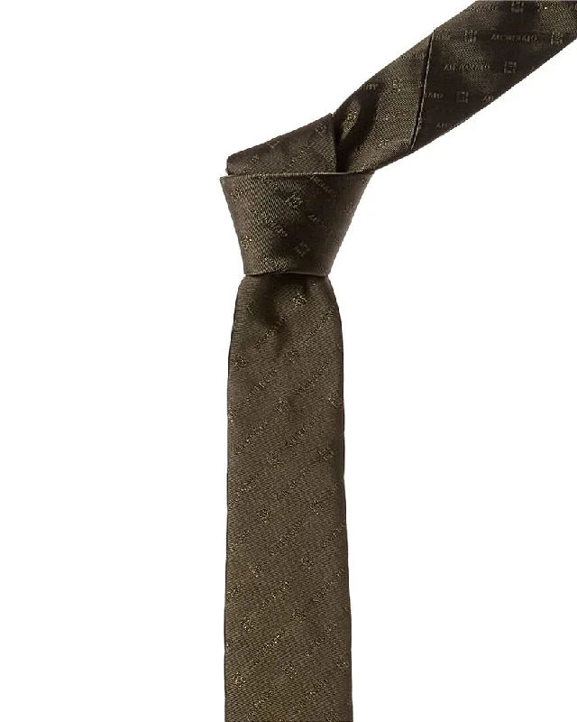 best silk bow ties for men-Givenchy Greyish Green Diagonal Logo Silk Tie