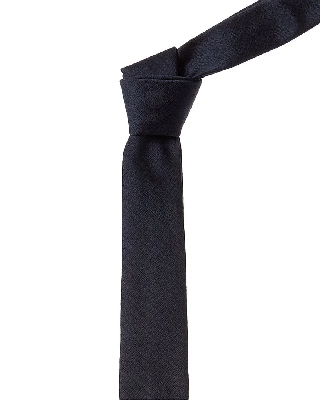 slim ties for business wear-Givenchy Navy All Over 4G Silk Tie