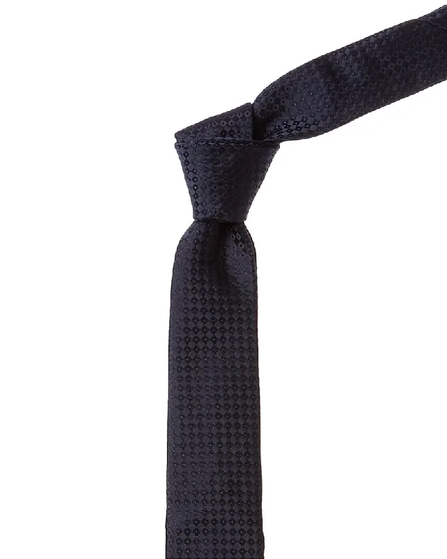 creative necktie patterns-Givenchy Navy Tonal Micro Design Silk Tie