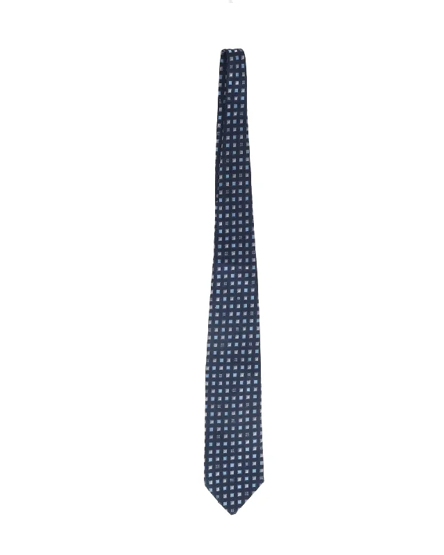 unique necktie designs for office-Givenchy Square Print Tie in Blue Silk