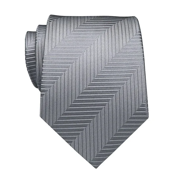 stylish wedding necktie collections-Classy Men Grey Herringbone Silk Tie