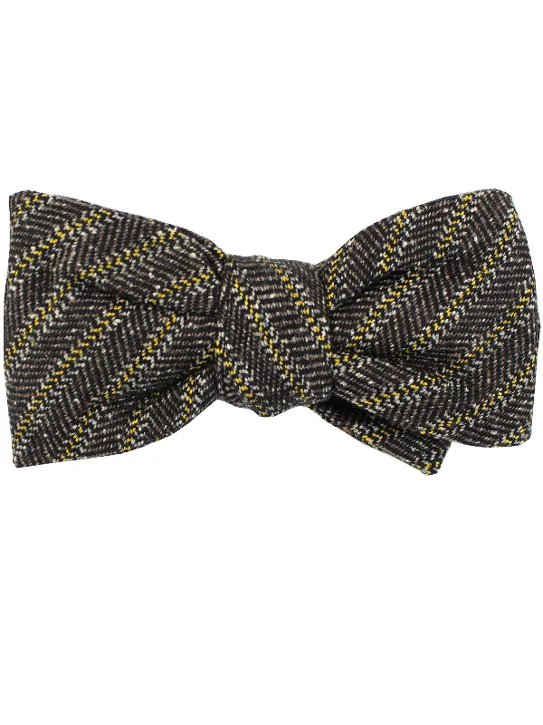 stylish business necktie packs-Gucci Bow Tie Gray Yellow Stripes Design - Self Tie SALE