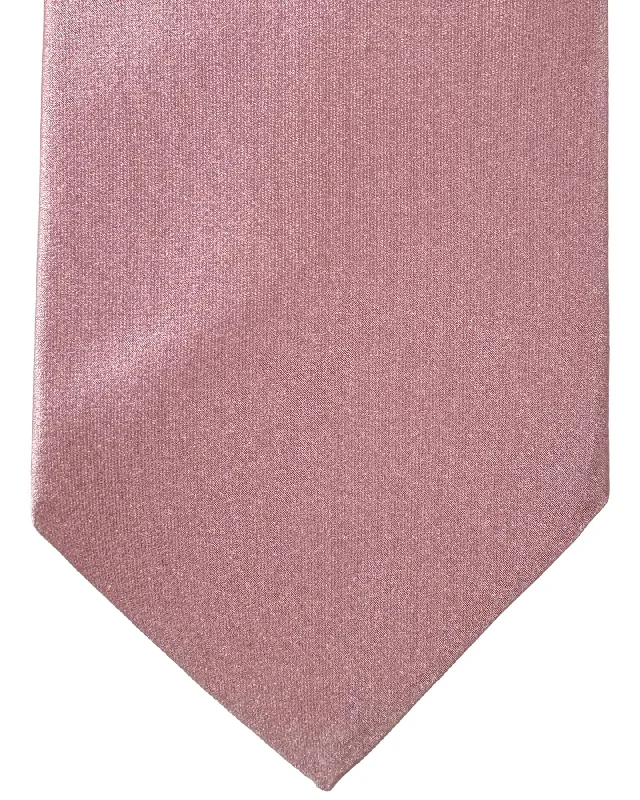 affordable business bow ties-Isaia Napoli Tie Light Pink Solid Design - Silk Necktie