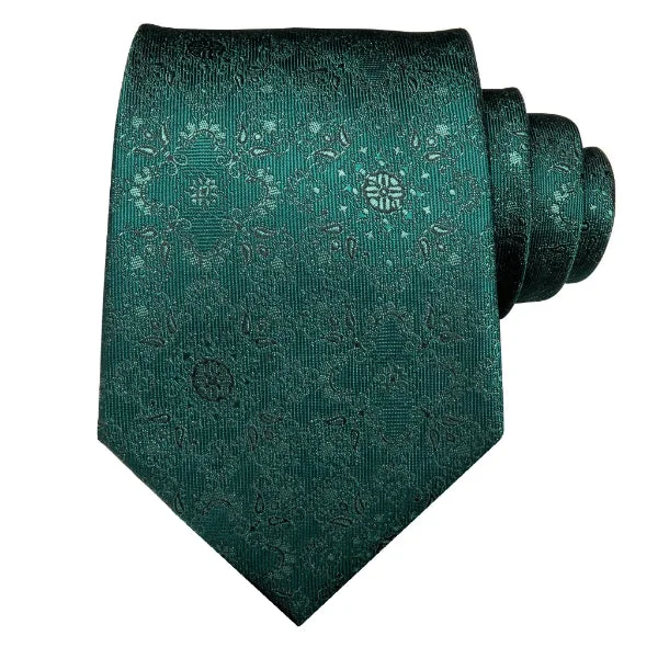 men's tie sets for formal events-Classy Men Jade Green Floral Silk Tie