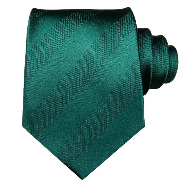 classic business silk bow ties-Classy Men Jade Green Striped Silk Tie