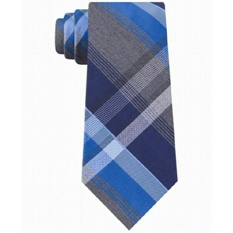 colorful silk ties for men-Kenneth Cole Reaction Men's Plaid Tie Blue One Size - One Size