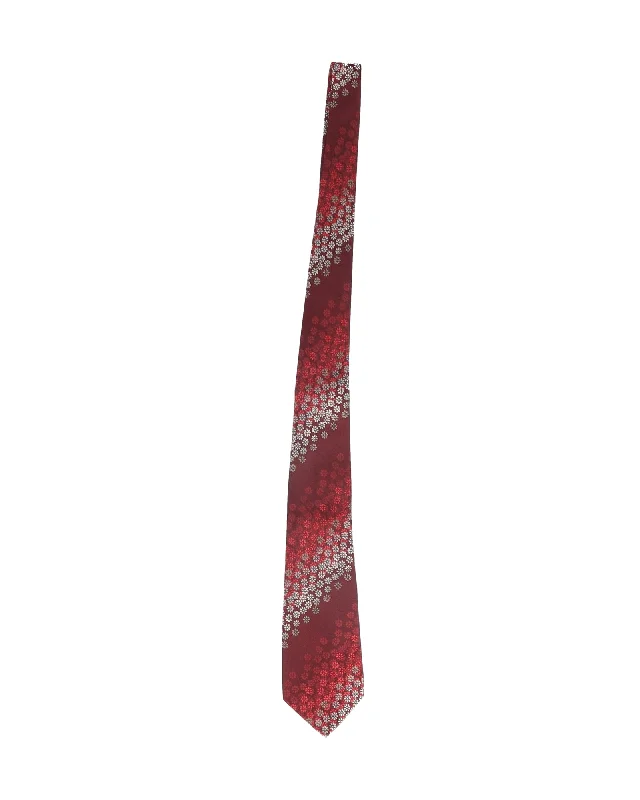 luxury business necktie sets-Kenzo Floral Print Tie in Red Cotton