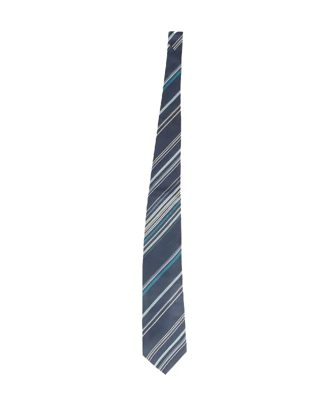 luxurious silk ties for business-Kenzo Stripe Tie in Blue Silk