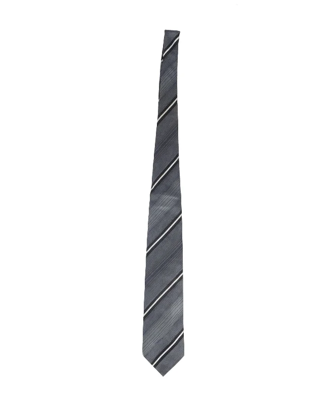 best quality business neckties-Kenzo Stripe Tie in Grey Silk