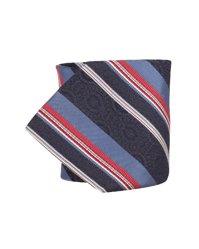 silk necktie colors for business-Kenzo Striped Tie in Blue Silk