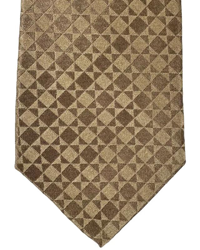 formal event bow ties-Kiton Sevenfold Tie Taupe Geometric