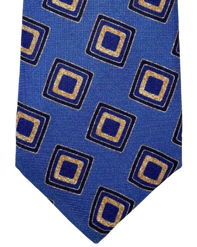 best wedding necktie materials-Kiton Tie Blue Royal Blue Squares - Sevenfold Necktie