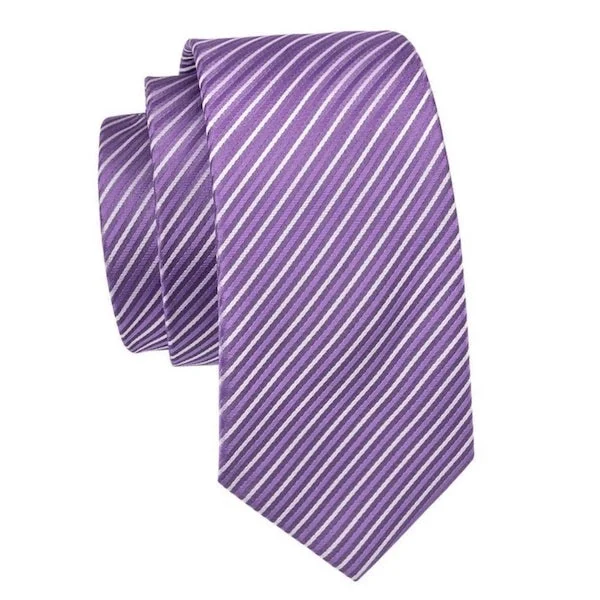 silk ties for professional events-Classy Men Lavender Striped Silk Necktie