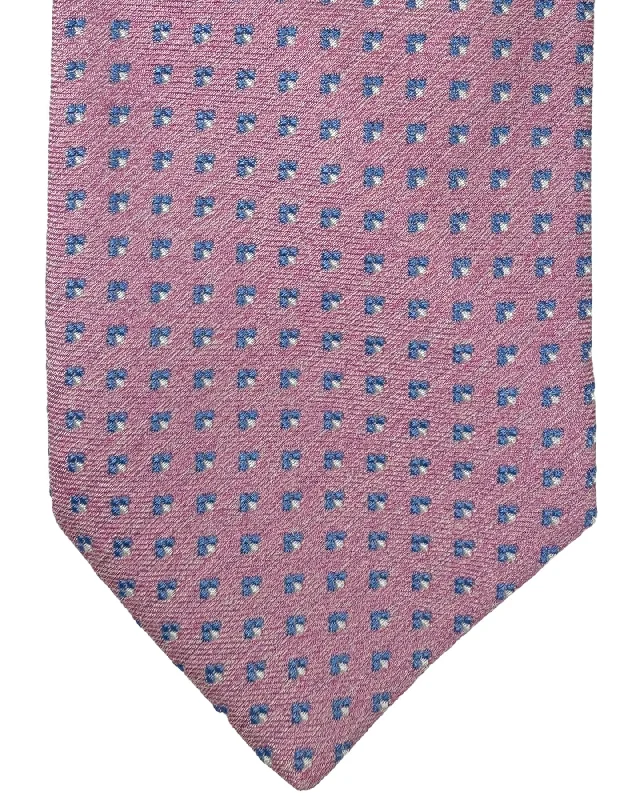 trendy necktie designs for work-Luigi Borrelli Silk Tie Pink Mini Geometric