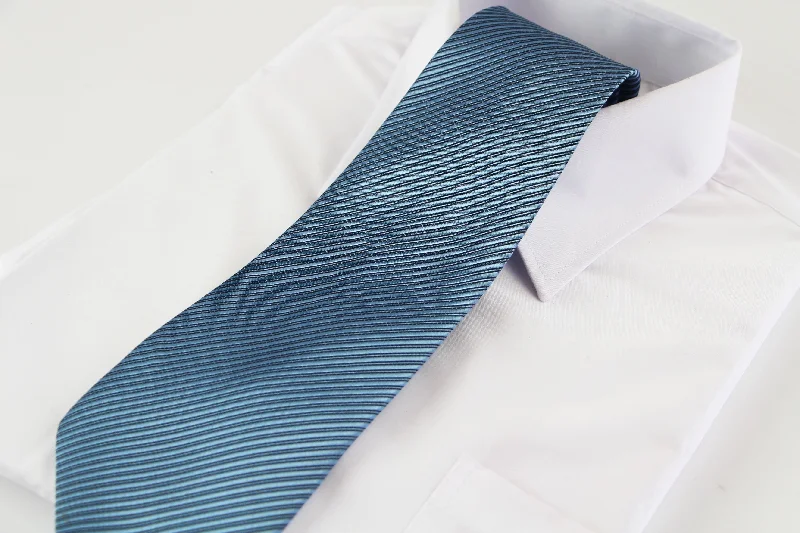 vibrant necktie patterns for office-Mens Air Force Blue & Black Striped 10cm Neck Tie