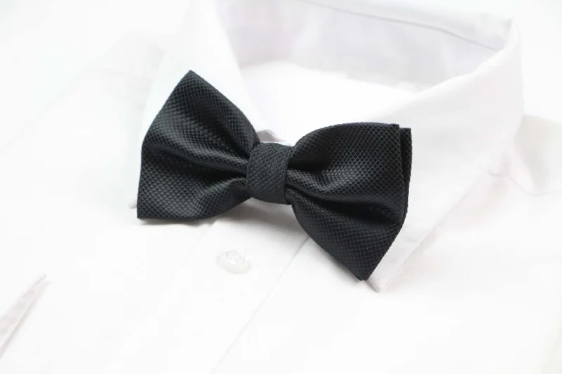 modern silk necktie styles-5 x Mens Black Plain Coloured Checkered Bow Tie