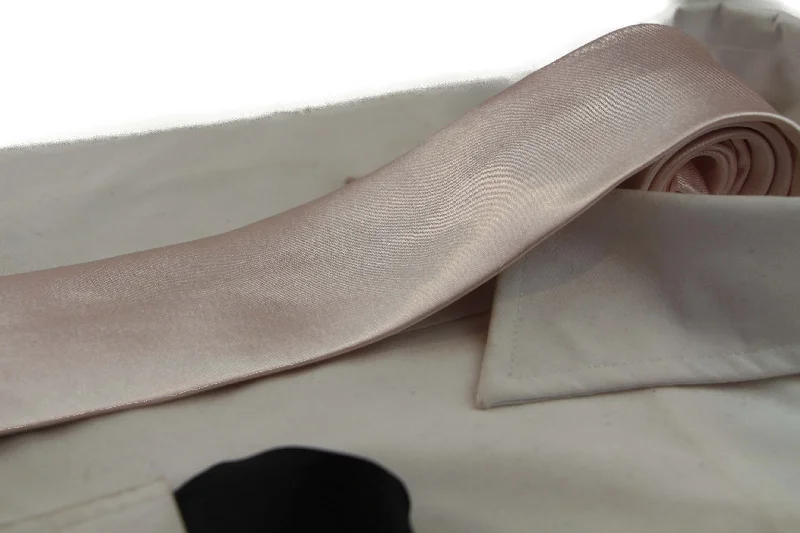 affordable silk bow ties-Mens Blush 8cm Neck Tie & Black Pocket Square Set