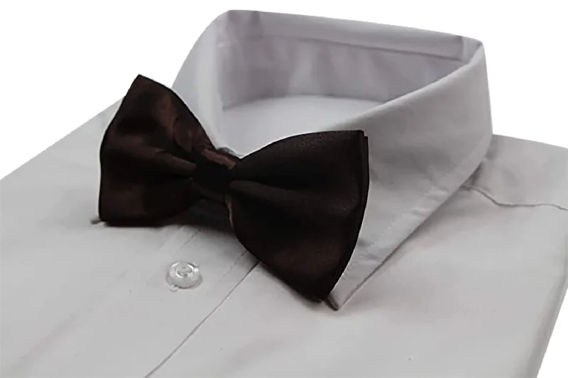 unique office tie collections-Mens Brown Solid Plain Colour Bow Tie