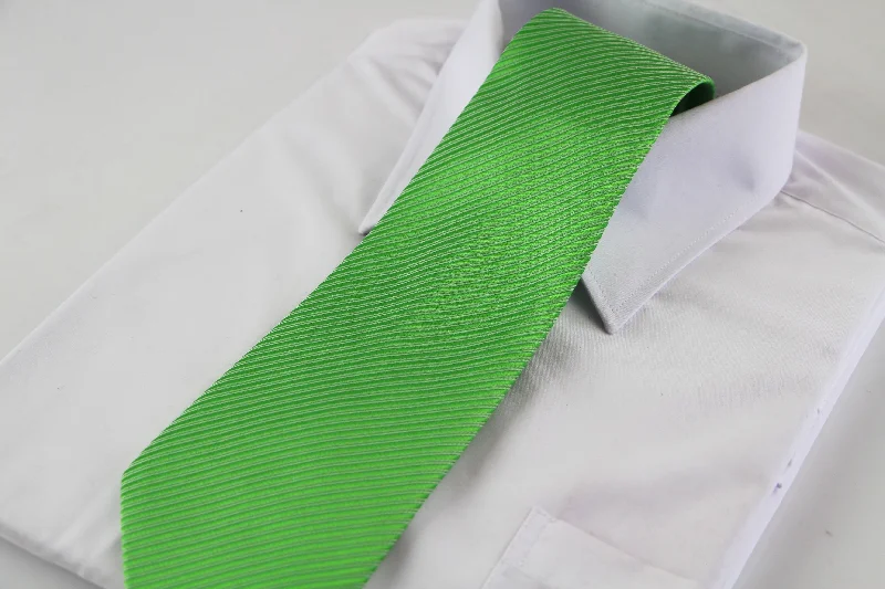 business casual silk bow ties-Mens Light Green & Silver Striped 10cm Neck Tie