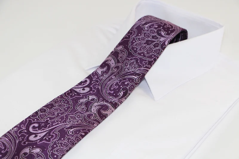 elegant wedding necktie designs-Mens Purple & Violet Boho Paisley Patterned 8cm Neck Tie