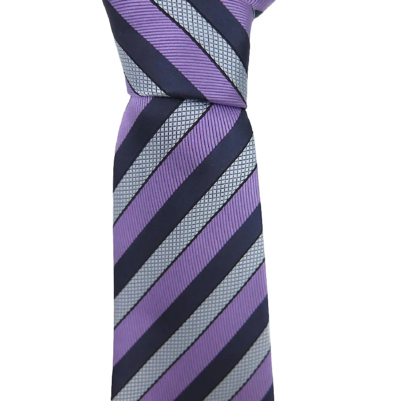 modern necktie ideas for work-Men's Striped Silk Neck Tie In Purple