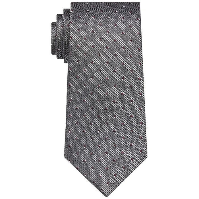 casual silk necktie designs-Michael Kors Men's Classic Design Geo Rectangle Tie Gray Size Regular