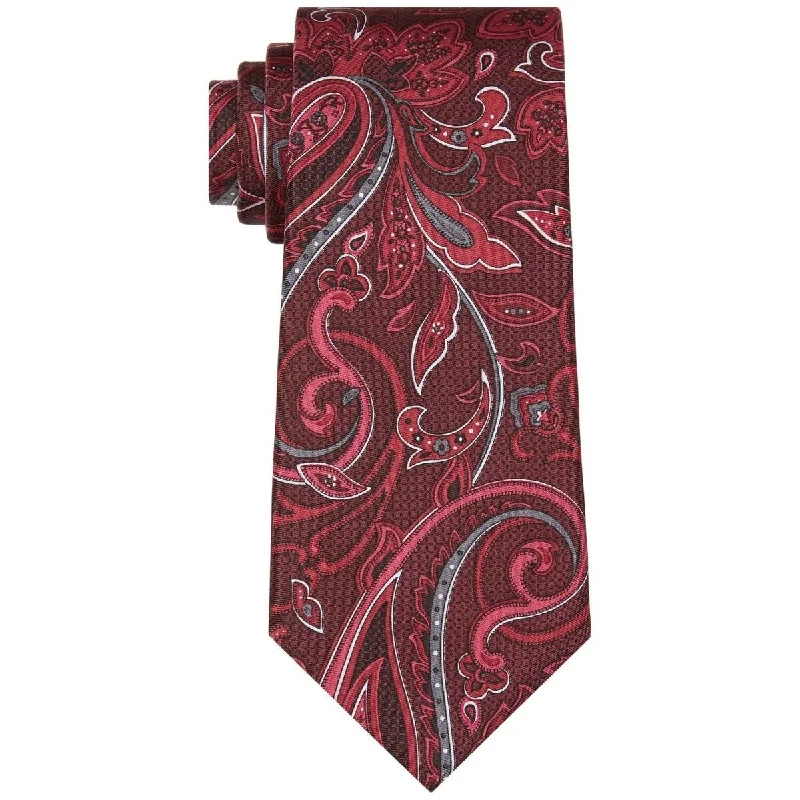 luxury office silk neckties-Michael Kors Men's Classic Paisley Tie Red Size Regular