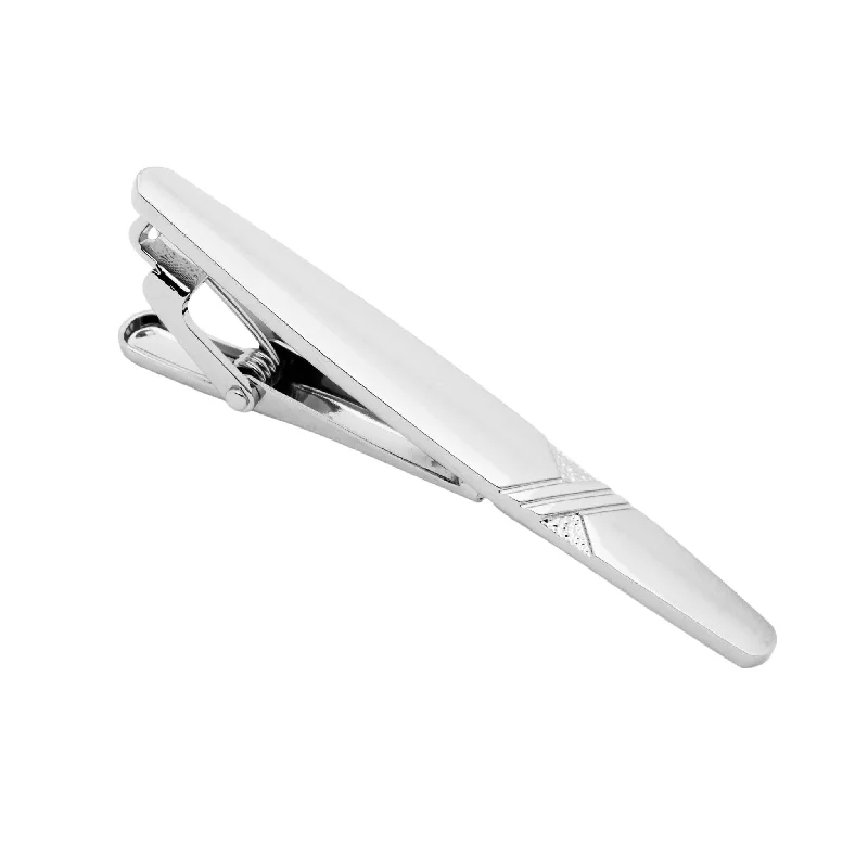 unique men's tie patterns-Milford Silver Stainless Steel Tie Bar