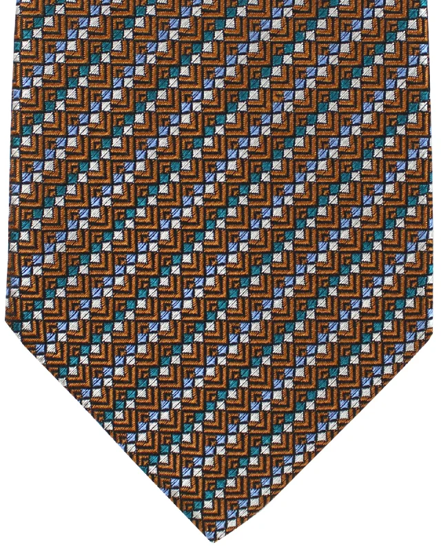 designer necktie sets for office wear-Missoni Necktie Brown Zig Zag Stripes Design SALE