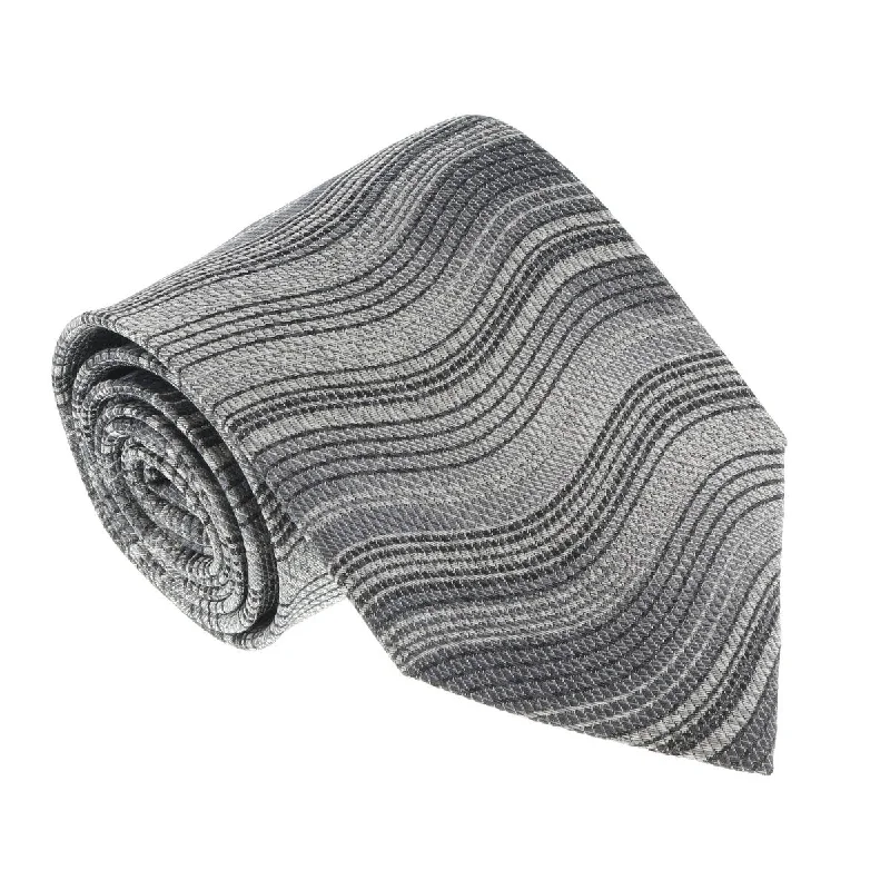 luxury silk wedding necktie sets-Missoni U1337 Silver/Gray Pencil 100% Silk Tie for mens