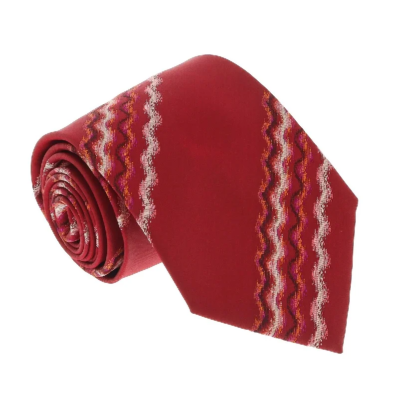 trendy silk necktie patterns-Missoni U3829 Red Sharkskin 100% Silk Ties for Mens