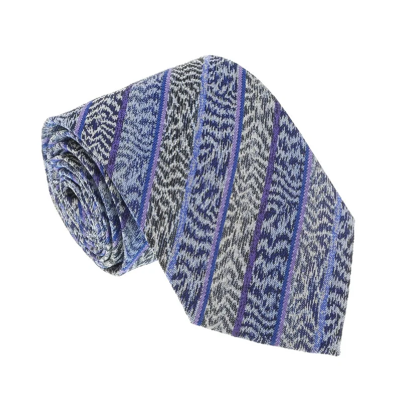 unique necktie combinations for men-Missoni U4305 Blue/Purple Flame Stitch 100% Silk Tie for mens