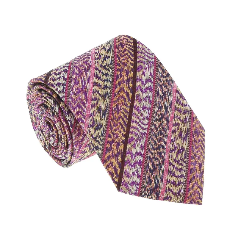 designer ties for business wear-Missoni U4305 Pink/Purple Flame Stitch 100% Silk Tie for mens